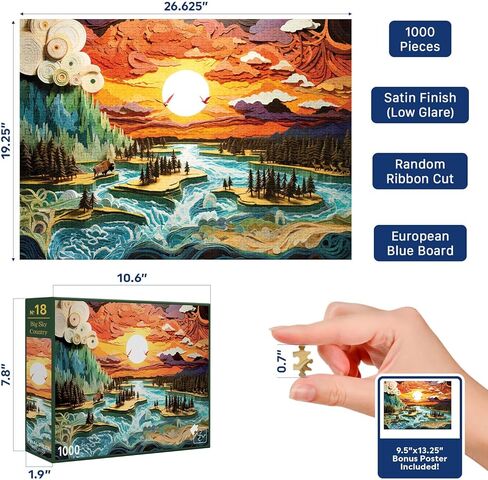 Big Sky Country (No. 18) – 1000 Piece Nature Jigsaw Puzzle for Adults | Printed in USA | Satin Low-Glare Finish | Random Ribbon Cut | Bonus Poster | Premium Display-Worthy Box | Final Piece Puzzles in Saudi Arabia
