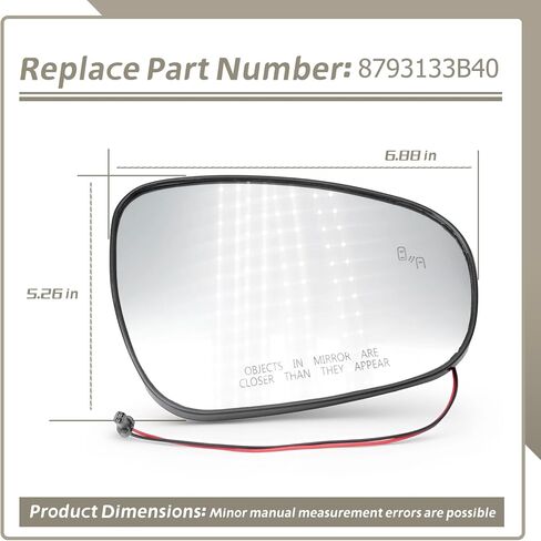 8793133B40 Right Passenger Side Mirror Glass Heated & Blind Spot Replacement for Lexus ES300h ES350 2013-2018 for IS250 IS350 2015-2020 for LS350 2013-2017 for GS350 2013-2020 for CT200h in Kuwait