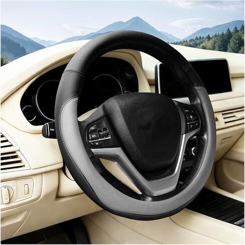 Zpana Car Steering Wheel Cover, Leather Vehicle Steering Wheel Protector with Anti-Slip Lining, Comfortable Automotive Interior Protective Accessories, Universal Fit (Coffee Brown) in Kuwait