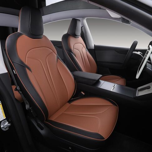Custom Fit Seat Covers for 2025 2026 Tesla Model Y Juniper (5-Seater), Waterproof Breathable Nappa Leather, OEM Style Full Set Protectors, Airbag Compatible - White in Saudi Arabia