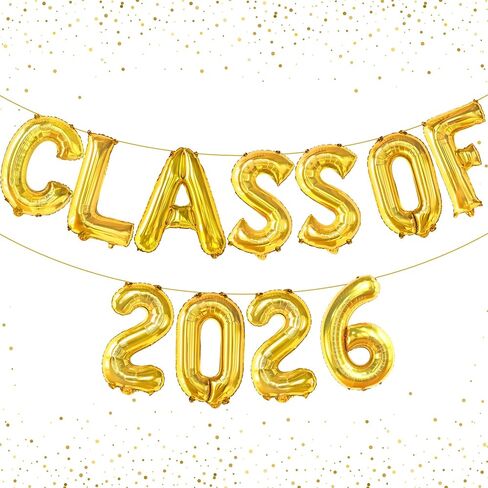 Gold Graduation Decorations 2026, 16 Inch Class of 2026 Balloons | Graduation Balloons Banners, Class of 2026 Banner for Class of 2026 Decorations, Graduation Party Decorations, KatchOn in Kuwait