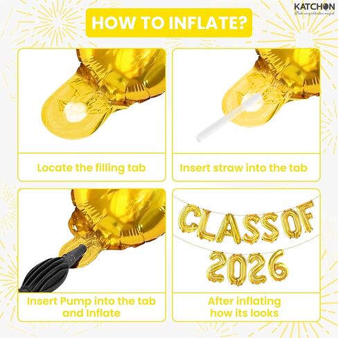 Gold Graduation Decorations 2026, 16 Inch Class of 2026 Balloons | Graduation Balloons Banners, Class of 2026 Banner for Class of 2026 Decorations, Graduation Party Decorations, KatchOn in Kuwait