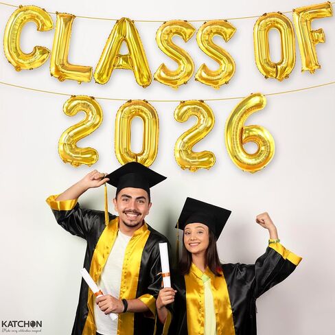 Gold Graduation Decorations 2026, 16 Inch Class of 2026 Balloons | Graduation Balloons Banners, Class of 2026 Banner for Class of 2026 Decorations, Graduation Party Decorations, KatchOn in Kuwait