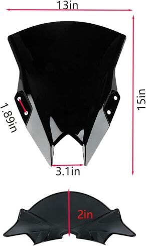 Windshield Compatible with NINJA500, Windscreen Double Bubble Wind Deflector Protector Fairing for NINJA500 SE Ninja 500 2024 2025 2026 (15" Black) in Kuwait
