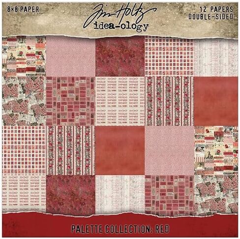 Tim Holtz Idea-Ology Red Palette 8x8 Papers Collection, 12 Double-Sided Sheets in Kuwait