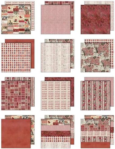 Tim Holtz Idea-Ology Red Palette 8x8 Papers Collection, 12 Double-Sided Sheets in Kuwait