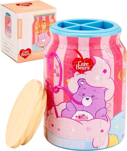 Care Bears™ من PieceRelax 3D Puzzle Jar 128 قطعة بلاستيكية للبالغين - Bearadise - حاوية غطاء خشبية للمطبخ وتناول الطعام وغرفة المعيشة لا تحتاج إلى غراء كبير [BA1018] in Kuwait