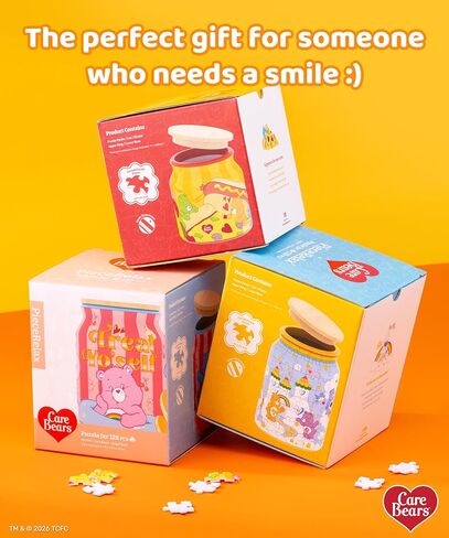 Care Bears™ من PieceRelax 3D Puzzle Jar 128 قطعة بلاستيكية للبالغين - Bearadise - حاوية غطاء خشبية للمطبخ وتناول الطعام وغرفة المعيشة لا تحتاج إلى غراء كبير [BA1018] in Kuwait