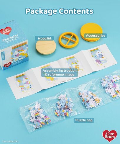 Care Bears™ من PieceRelax 3D Puzzle Jar 128 قطعة بلاستيكية للبالغين - Bearadise - حاوية غطاء خشبية للمطبخ وتناول الطعام وغرفة المعيشة لا تحتاج إلى غراء كبير [BA1018] in Kuwait