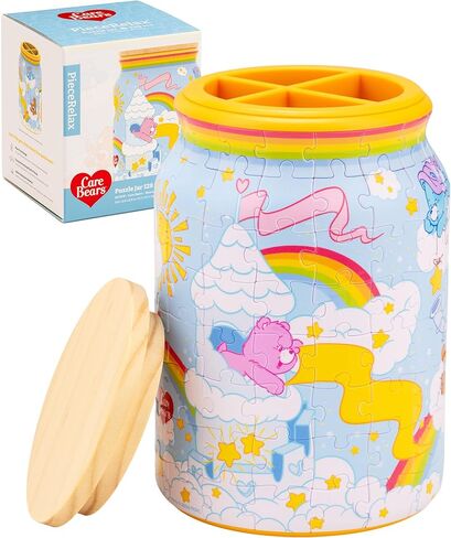 Care Bears™ من PieceRelax 3D Puzzle Jar 128 قطعة بلاستيكية للبالغين - Bearadise - حاوية غطاء خشبية للمطبخ وتناول الطعام وغرفة المعيشة لا تحتاج إلى غراء كبير [BA1018] in Kuwait