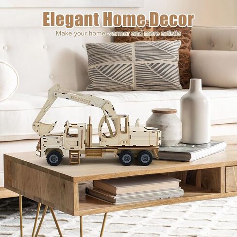 3D Wooden Puzzles for Adults – 177PCS Excavator Wooden Puzzle Truck Model Kit, DIY Mechanical Construction Vehicle Building Kit Challenging Wood Craft Assembly Excavator, STEM Hobby Gift for Men Adult in Saudi Arabia