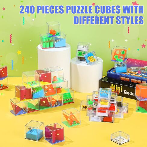 Lenwen 240 pcs Brain Teaser Puzzle Mini Fidget Puzzle Cubes 3D Ball Maze Cube Cubes Party Favor Games Challenge Decompression in Kuwait