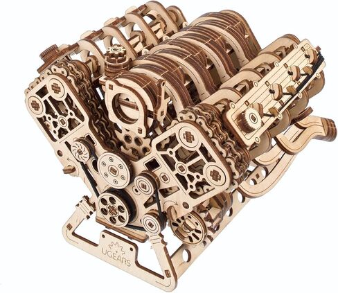UGEARS V8 Engine Wooden Model Kits for Adults to Build – 3D Wooden Puzzles for Adults Mechanical Model Building – DIY Kit Functional Model Engine Kits Replica with Electric Motor - 776 Pcs in Kuwait