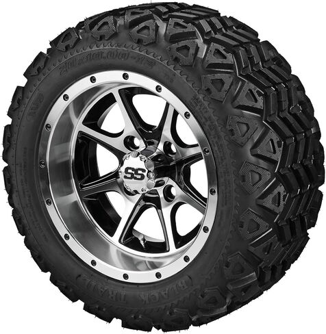 RM Cart 12" Azusa Matte Black on 20x10-12 Black Trail Tires (Set of 4) | Golf Cart Tires and Wheels Combo with Standard Lug Nuts in Saudi Arabia