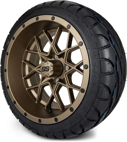 عجلات عربة الجولف MODZ® Vortex Bronze مقاس 14 بوصة ومجموعة الإطارات الشعاعية لعربة الجولف MODZ® Street Fox (205/40-R14) - مجموعة من 4 قطع in Kuwait