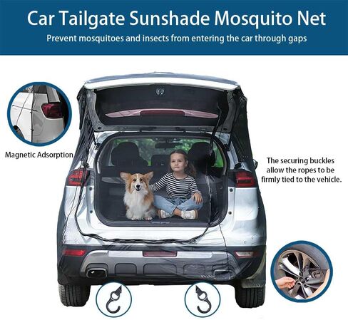 Tailgate Mesh Screen for Renault Rafale 2023-2026,Car Tailgate Tent Shade Breathable Bug Screen Closed with Double-Ended Zipper for Camping in Kuwait