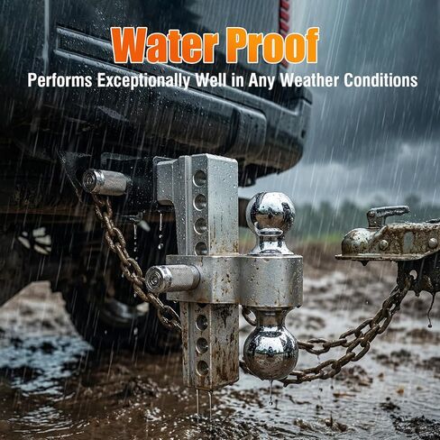 جهاز استقبال Drop Hitch مقاس 2.5 بوصة، حامل كرة وصلة مقطورة مقاس 8 بوصة قابل للتعديل، 12000 رطل GTW(2 بوصة و2-5/16 بوصة) كرات فولاذية مطلية بالكروم، وصلة سحب من الألومنيوم 2.5 بوصة، 2 أقفال دبابيس مضادة للسرقة in Kuwait