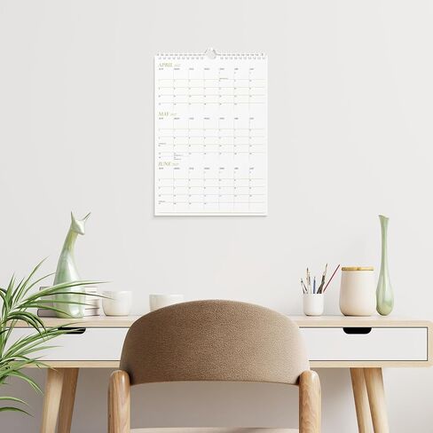 Karto 3 Month Wall Calendar 2026-2027 - Vertical 11x17 inch January 2026 to June 2027 - Boost Your Productivity and Easy Planning with the Aesthetic Monthly Calendar - Golden in Kuwait