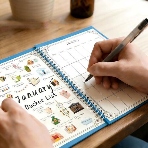 Bucket List Calendar 2026 – Wall Calendar 12 month with Monthly Activities, 11.2" x 8.3", Interactive Funny Calendar Inspirational Prompts for Goal Setting Home, Office & Family Gifts in Saudi Arabia