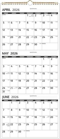 تقويم حائط 2026-2027 - تقويم 3 أشهر 2026-2027 عمودي، أبريل 2026 - يوليو 2027، تقويم حائط 3 أشهر، 11 × 26 مفتوح، تقويم 2026 بطباعة كبيرة، عطلات، ورق سميك، الأولويات والملاحظات in Kuwait