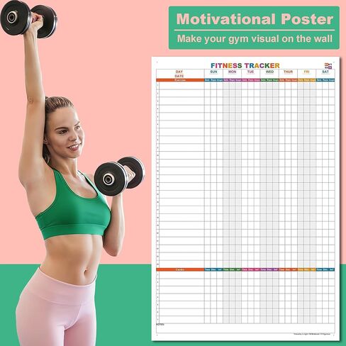 Large Dry Erase Fitness Calendar For Wall,24x36 Inch Erasable Fitness Log Weekly Exercise Chart For Tracking Exercise Cardio,Home Gym Whiteboard Poster For Men & Women Workout Lovers in Saudi Arabia