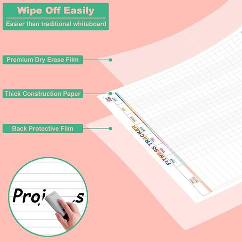 Large Dry Erase Fitness Calendar For Wall,24x36 Inch Erasable Fitness Log Weekly Exercise Chart For Tracking Exercise Cardio,Home Gym Whiteboard Poster For Men & Women Workout Lovers in Saudi Arabia