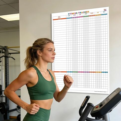 Large Dry Erase Fitness Calendar For Wall,24x36 Inch Erasable Fitness Log Weekly Exercise Chart For Tracking Exercise Cardio,Home Gym Whiteboard Poster For Men & Women Workout Lovers in Saudi Arabia