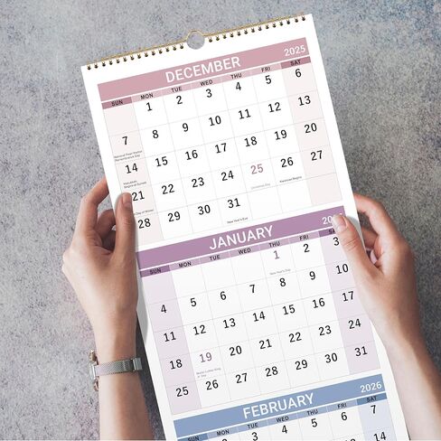 2026 Wall Calendar - 3 Month Calendar 2026 Vertical, Jan 2026 - Dec 2026, 2026 Calendar Planner 2026, 11" x 26", Large, Lay- Flat, Perfect for Your Busy Schedule in Kuwait