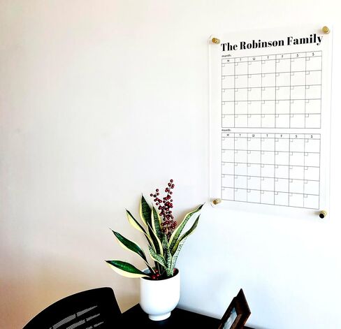 Personalized TWO MONTH Calendar Family Calendar Monthly Planner Hanging Acrylic Board for Wall with Side Headers Custom Family Wall Calendar in Saudi Arabia