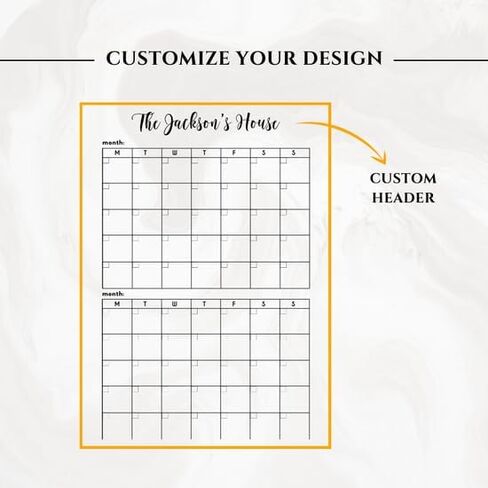 Personalized TWO MONTH Calendar Family Calendar Monthly Planner Hanging Acrylic Board for Wall with Side Headers Custom Family Wall Calendar in Saudi Arabia