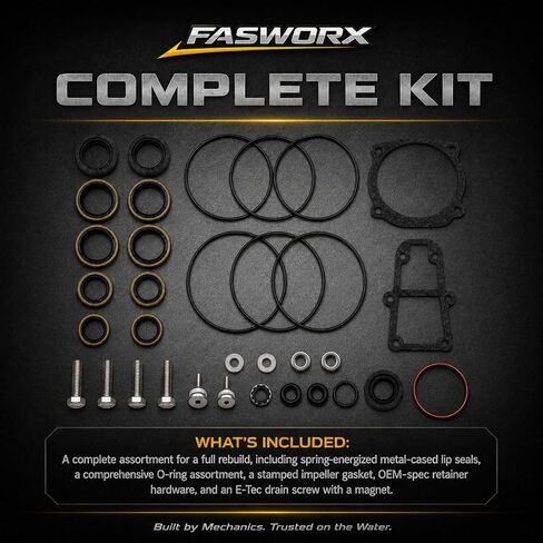 طقم ختم الوحدة السفلية لعلبة التروس FASWORX لـ Evinrude Johnson OMC V4 V6 V8 75-300 HP Outboards & E-TEC - يستبدل OEM 5006373، 0439141، Sierra 18-8384 - التحول الميكانيكي فقط in Kuwait