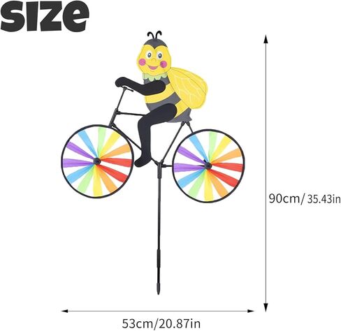 2Pcs Animal Bike Wind Spinner, Bike Garden Wind Spinner Ornaments, Cute 3D Animal Sculpture Bicycle Spinner Windmill, Pinwheels Lawn Home Decorations,Windmill for Yard and Garden Outdoor Art (Bee) in Saudi Arabia