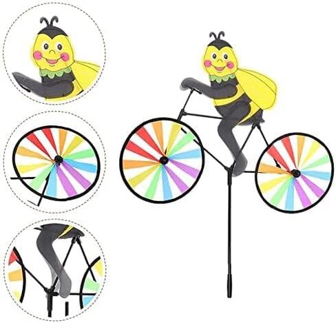 2Pcs Animal Bike Wind Spinner, Bike Garden Wind Spinner Ornaments, Cute 3D Animal Sculpture Bicycle Spinner Windmill, Pinwheels Lawn Home Decorations,Windmill for Yard and Garden Outdoor Art (Bee) in Saudi Arabia