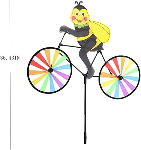 2Pcs Animal Bike Wind Spinner, Bike Garden Wind Spinner Ornaments, Cute 3D Animal Sculpture Bicycle Spinner Windmill, Pinwheels Lawn Home Decorations,Windmill for Yard and Garden Outdoor Art (Bee) in Saudi Arabia