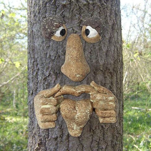 Resin Tree Face Decor, Realistic Facial Features, Night Light Design, Easy To Hang, Brown, G Size, Modern Style, Tree & Animal Theme, Easter & Halloween Decor in Kuwait