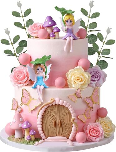 Fairy Cake Toppers Butterfly Cake Decorations Mushroom Cake Decorations in Saudi Arabia