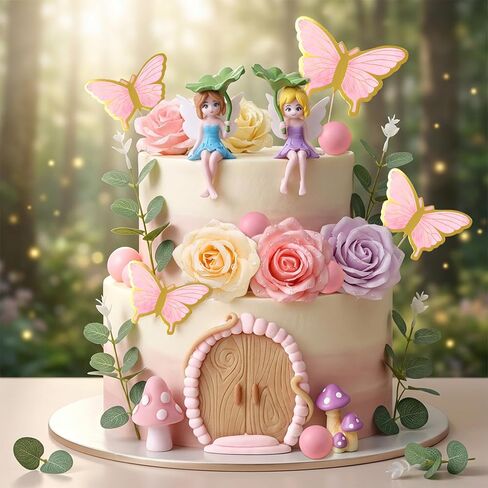 Fairy Cake Toppers Butterfly Cake Decorations Mushroom Cake Decorations in Saudi Arabia