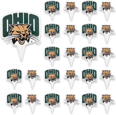 Desert Cactus Ohio University Cupcake Topper and Cake Toppers Set - OU Bobcats 25 Pcs Food Party Supplies, Decorations, Graduation and Game Day in Kuwait