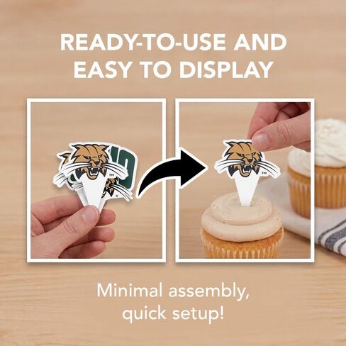 Desert Cactus Ohio University Cupcake Topper and Cake Toppers Set - OU Bobcats 25 Pcs Food Party Supplies, Decorations, Graduation and Game Day in Kuwait