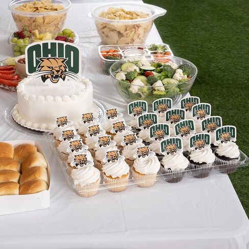 Desert Cactus Ohio University Cupcake Topper and Cake Toppers Set - OU Bobcats 25 Pcs Food Party Supplies, Decorations, Graduation and Game Day in Kuwait