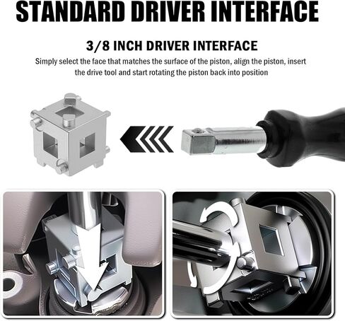 Aokdom Cube Brake Caliper Compression Tool with 3/8" Drive Port,6-in-1 Rear Brake Caliper Tool Resets Pistons,Professional Disc Brakes Piston Compressor Tools Automotive Tools in Kuwait