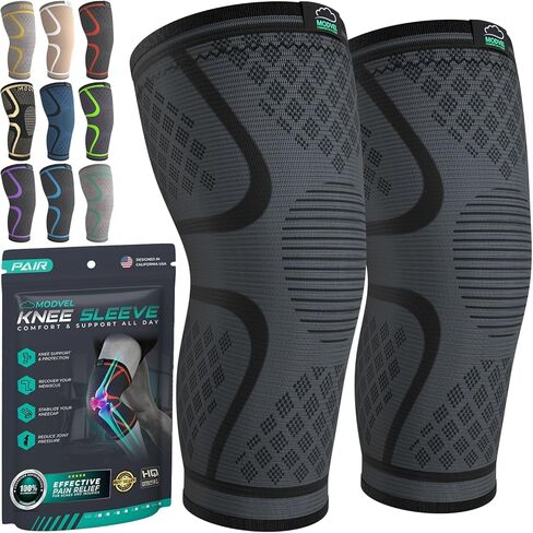 MODVEL Knee Brace for Women & Men, 2 Pack Knee Compression Sleeve for knee pain support with Meniscus Tear, Pain Relief, Sport working out, weightlifting, etc (rodilleras para dolor de rodillas) in Saudi Arabia