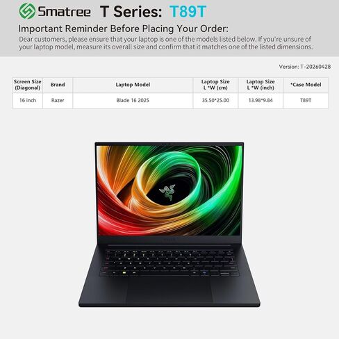 Smatree T89T Hard Protective 16 inch Laptop Sleeve Case Compatible for Razer Blade 16 2025 in Kuwait