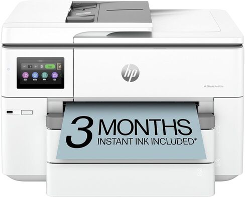 HP OfficeJet Pro 9730e Wide Format Wireless All-in-One Color Inkjet Printer, Print, scan, Copy, ADF, Duplex Printing Best-for-Office, 3 Month Instant Ink, AI-Enabled (537P6A) (Renewed) in Kuwait