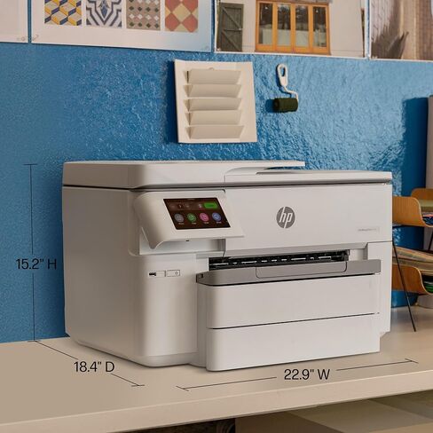 HP OfficeJet Pro 9730e Wide Format Wireless All-in-One Color Inkjet Printer, Print, scan, Copy, ADF, Duplex Printing Best-for-Office, 3 Month Instant Ink, AI-Enabled (537P6A) (Renewed) in Kuwait