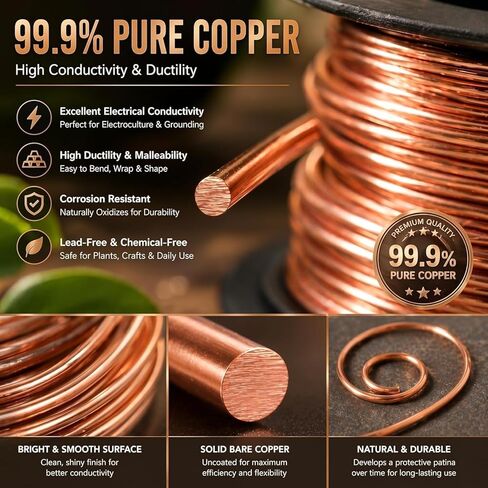 2 Pound Copper Wire Soft Solid Bare Bendable Wire for Electroculture, Gardening Plants, Jewelry Beading Making Craft Wire (12 Gauge,0.08 '' Dia, 105' Length) in Saudi Arabia