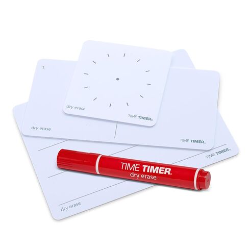Time Timer® Next Steps Dry-Erase Card Set – Accessory for Time Timer® Original Visual Timers, Includes 3 Reusable Whiteboard Cards (First/Then, Timer Face, Step-by-Step) with Red Marker in Saudi Arabia