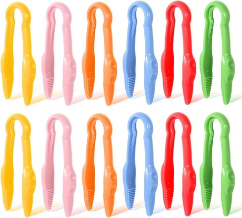 12 Pcs Plastic Tweezers for Fine Motor,Colorful Easy-Grip Tweezers for Crafting DIY Jewelry Making Beading for Craft(Green, Pink, Red, Blue, Yellow, Orange) in Saudi Arabia