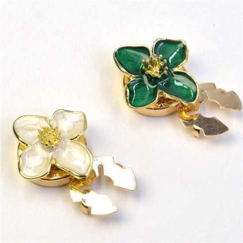 White Green Flower Button Covers for Women Blouses Removable Drip Oil Flowers Button Cover Cuff Links Aesthetic Floral Decorative Rhinestone Jewelry Buttons Covers for Shirt Dress Clothing Accessories in Kuwait