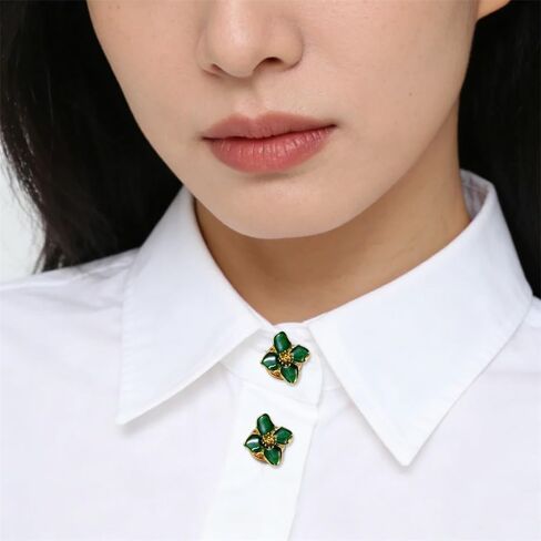 White Green Flower Button Covers for Women Blouses Removable Drip Oil Flowers Button Cover Cuff Links Aesthetic Floral Decorative Rhinestone Jewelry Buttons Covers for Shirt Dress Clothing Accessories in Kuwait